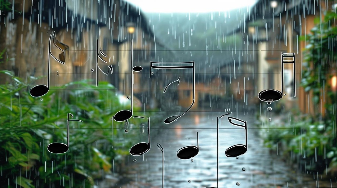 下雨啦这首儿歌的简谱，其音符如何表现下雨时的节奏感？